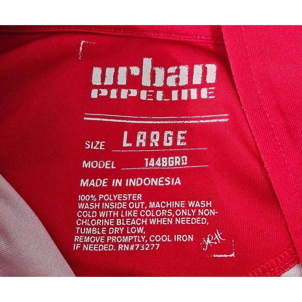 Urban Pipeline Men's Red Striped Polo Shirt Large Work Casual Sporty Style - Picture 3 of 6